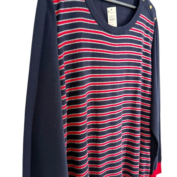 NEW NWT Talbots Plus Size 3X Nautical Knit Sweater Sparkle Crest Shirt Top - Picture 7 of 8